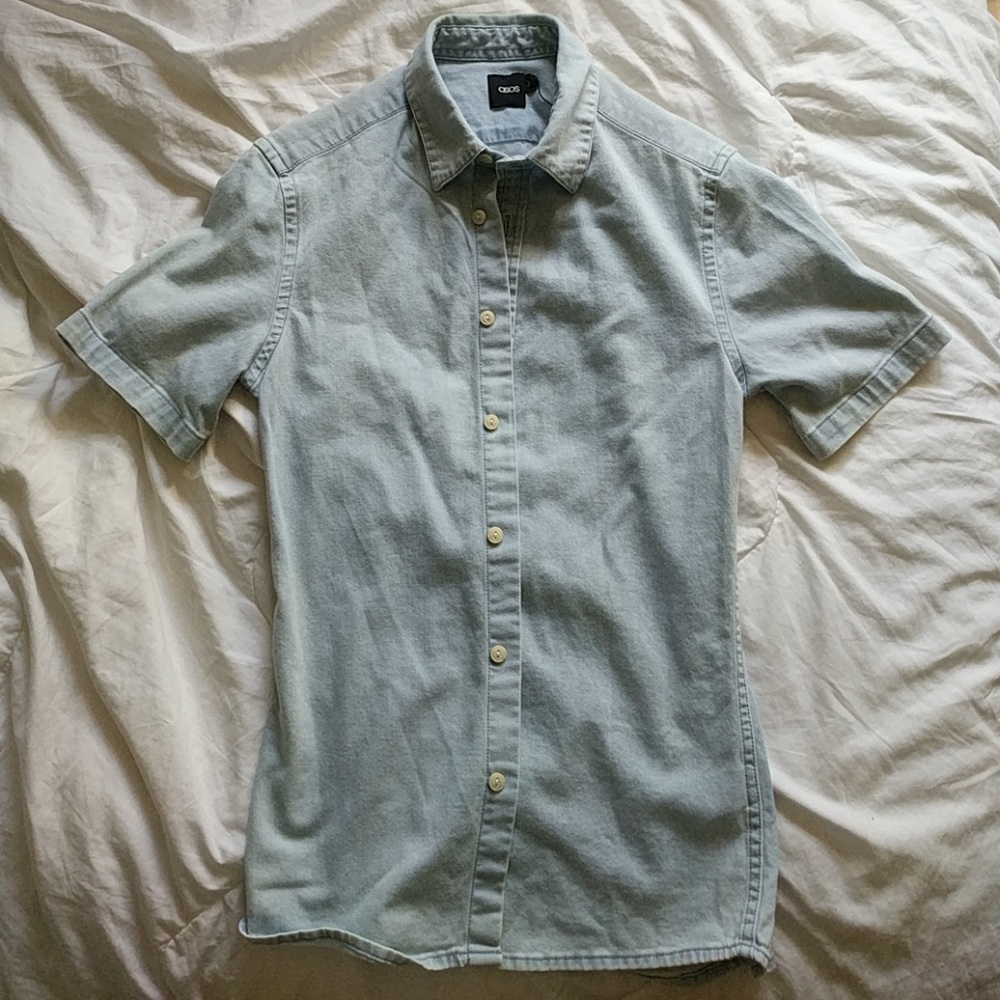 Asos Light Denim Short Sleeve Button Down (XS)
